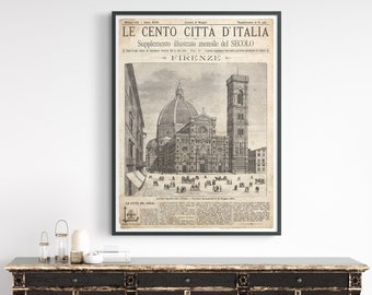 Vintage Italian Newspaper : Firenze Full Cover - Vintage Italian Newspaper print - Old Newspaper - Circa 1887