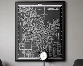 Mappa di Napa: Mappa di Napa California - Circa 1938 - Arte del vino - Napa Valley - Napa Wine Art - Napa Valley Stampa stampa - Stampa giclée