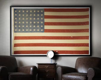 American Flag Print : Vintage American Flag - 48 Star American Flag - WW2 American Flag - American Flag Art - Giclée Unframed Flag Print