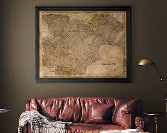 Brooklyn Map : Vintage Brooklyn map print - New York Map Print - Circa 1895 - Old Brooklyn Map - giclee print