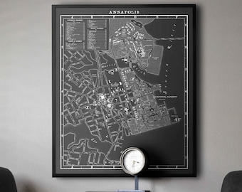 Annapolis Map Print : Vintage Annapolis map print - Annapolis Maryland Map Print - Circa 1950s