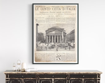 Vintage Italian Newspaper : Vintage Italian Newspaper - Roma Antica Full Cover 1 - Circa 1887