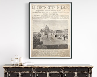 Vintage Italian Newspaper :  Roma Moderna Full Cover 1 - Vintage Newspaper Art - Roma Moderna - Circa 1887