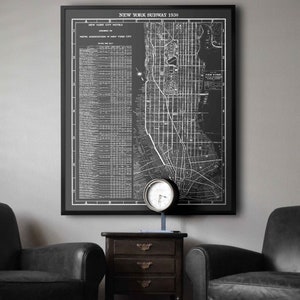New York Map Print Version #2: Vintage New York City Subway Route Karte & Hotel Karte Druck - Einzigartige New York Karte - Circa 1930
