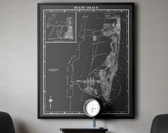 Miami Beach Map Print : Vintage Miami Beach Map Print Circa 1947 - Miami Beach Florida - Old Miami