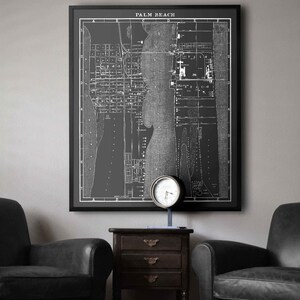 Palm Beach kaart: Vintage Palm Beach kaart - West Palm Beach kaart - Palm Beach Florida kaart - Giclee Print Circa 1907
