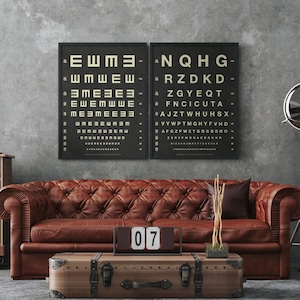 Eye Chart Print: Vintage Eye Charts Letters - Vintage Eye Chart art print - Optometrie Print - Old Eye Chart Art