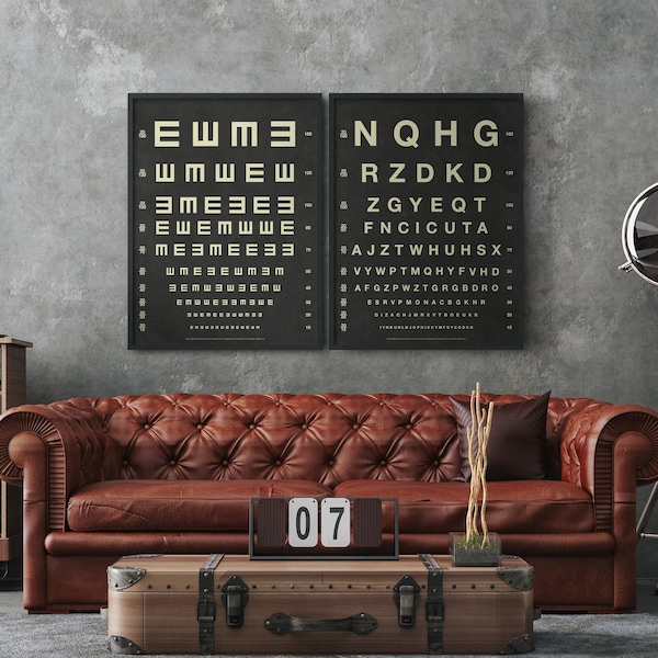 Eye Chart Print : Vintage Eye Charts Letters - Vintage Eye Chart art print - Optometry Print - Old Eye Chart Art