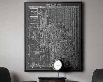 Salt Lake City Map : Vintage Salt Lake City map - Utah Map print - Old Salt Lake City Map -Circa 1950s