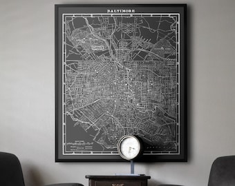 Baltimore Map : Vintage Baltimore map print Circa 1891 Baltimore Maryland Map Print