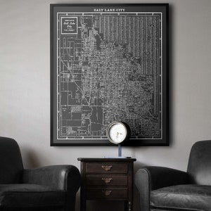 Salt Lake City Map : Vintage Salt Lake City map - Utah Map print - Old Salt Lake City Map -Circa 1950s