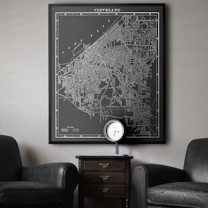 Cleveland Map Print poster: Vintage Cleveland kaart print - Cleveland Ohio Kaart - Circa 1901
