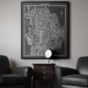 Mapa de Pasadena : Impresión de mapas vintage de Pasadena - Impresión de mapas de Pasadena California antigua - Mapa de California - Circa 1938