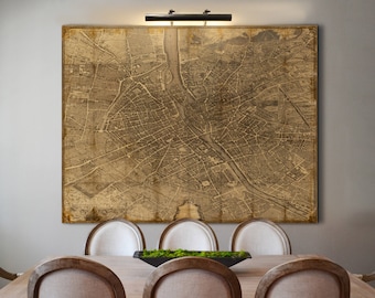 Paris Map Print - Turgot&#39;s 1739 Plan de Paris Decoupage Map : Vintage Paris Map - Archival Giclee Canvas Print - Large Paris Map