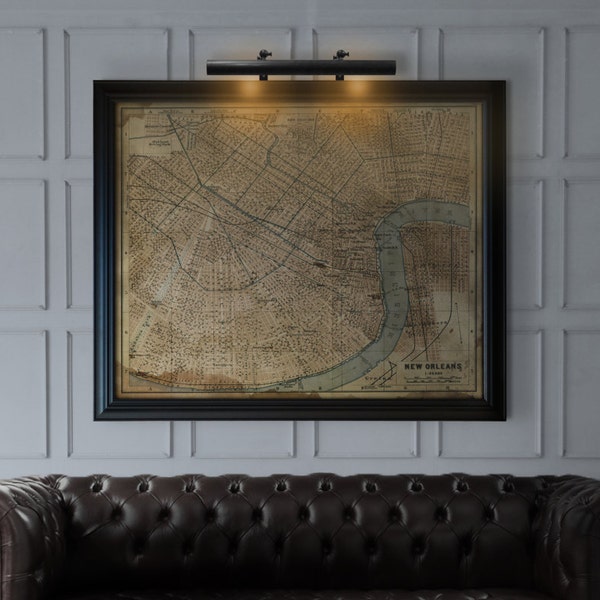 New Orleans Map : Vintage rustic New Orleans map print poster Circa 1909 - giclee print