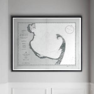 Cape Cod Wasserkarte: Vintage 20th C. Nautical Übersichtskarte - Cape Cod Beach Map - Cape Cod Nautische Kunst - Cape Code Nautische Dekoration