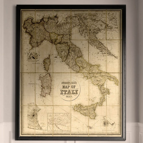 Stanford S Map Of Italy 1859 Italy Map Print : Vintage Stanford's 1859 Map Of Italy | Etsy
