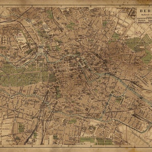 Berlin Map : Vintage Berlin map print Circa 1893 Berlin Germany Map Print Giclee Print image 4