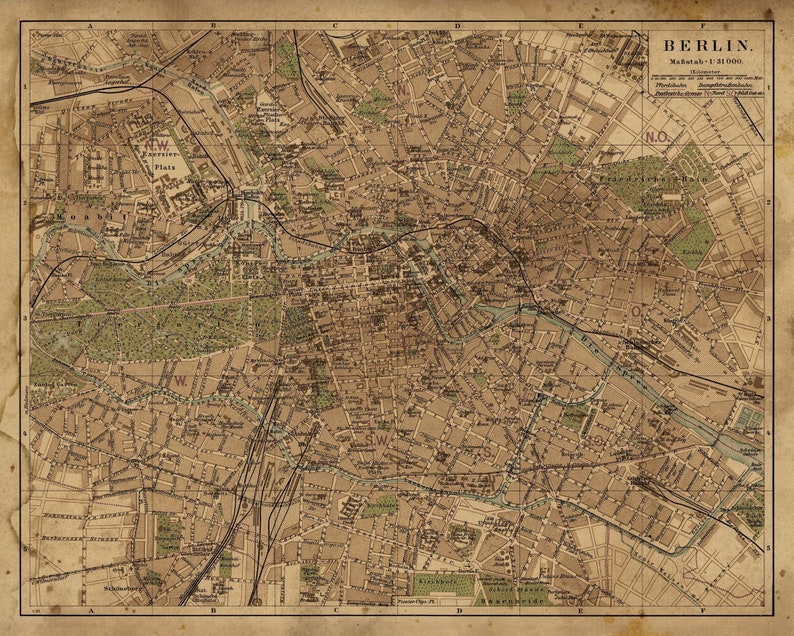 Berlin Map : Vintage Berlin map print Circa 1893 Berlin Germany Map Print Giclee Print image 4