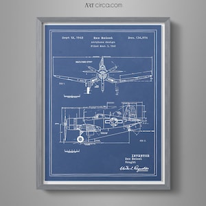 Vintage Airplane Blueprint - Corsair Blueprint - Airplane Drawing - Boys Room Airplane Decor -  Travel Blueprint Art - WW2 Airplane Patent