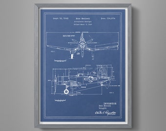 Vintage Airplane Blueprint - Corsair Blueprint - Airplane Drawing - Boys Room Airplane Decor -  Travel Blueprint Art - WW2 Airplane Patent
