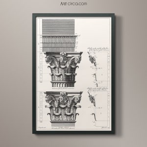 Alte Architektur Kunst Druck #4 - Vintage Architektur Sammlung Säulen - Architektur Dekor - Geschenk Architektur - Um 1770er Jahre - Giclée Kunst