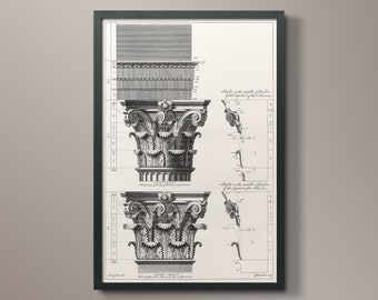 Old Architecture Art Print #4 - Vintage Architecturals Collection Columns - Architecture Decor - Architecure Gift - Circa 1770s - Giclee Art