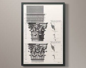 Old Architecture Art Print #4 - Vintage Architecturals Collection Columns - Architecture Decor - Architecure Gift - Circa 1770s - Giclee Art