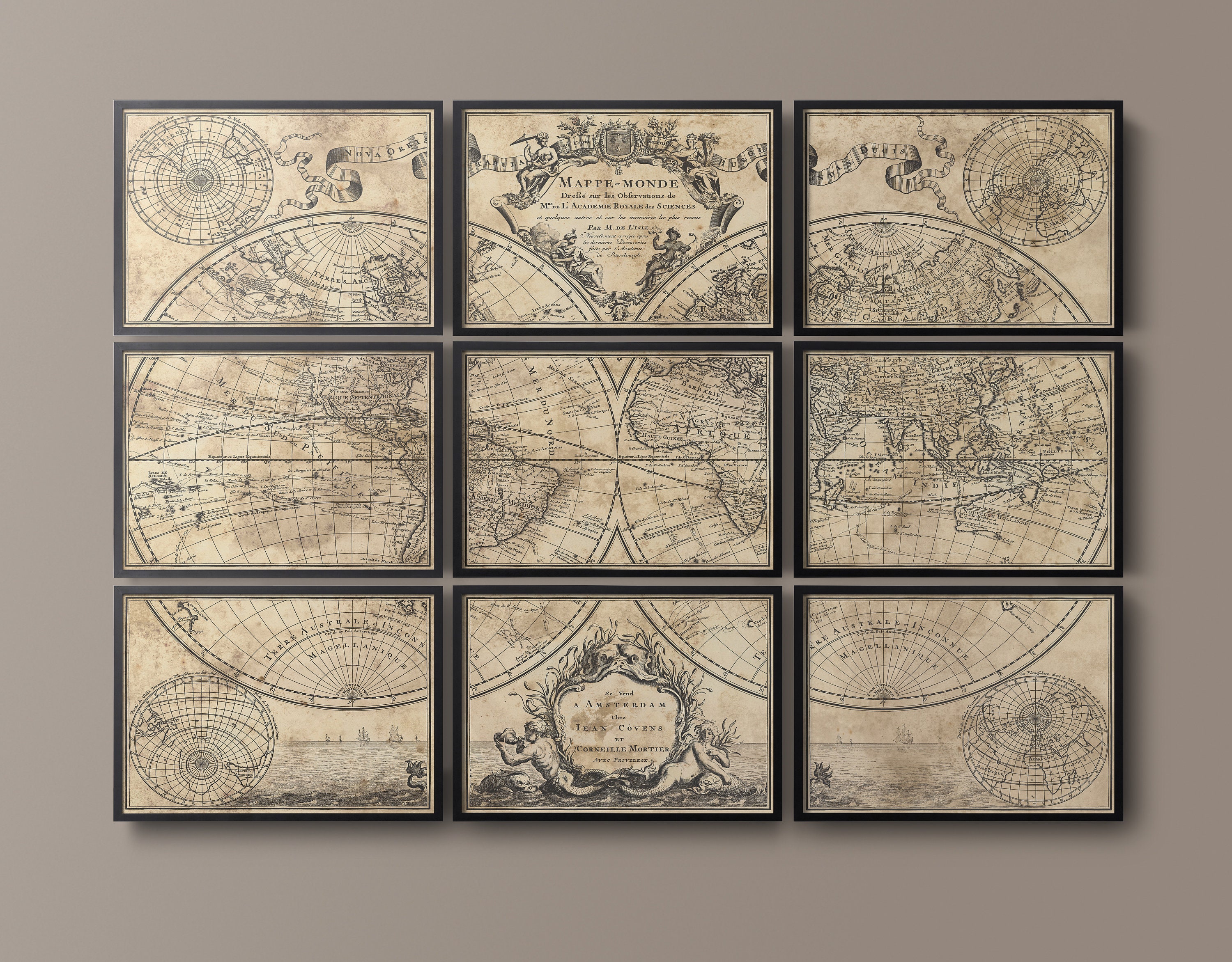 One Piece World Map on Handmade Scroll Grand Line Map Red 