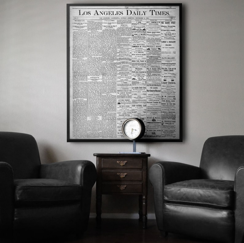 Los Angeles Times Newspaper First Issue Vintage Los Angeles Etsy