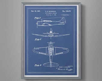 Vintage Flugzeug Entwurf - SBD Dauntless Blueprint - Flugzeug Zeichnung - Jungenzimmer Flugzeug Dekor - Flugzeug Kunst - WW2 Flugzeug Patent
