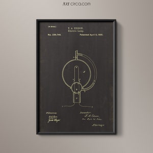 Vintage Patent Print #6 : Vintage Edison Light Bulb Patent print poster - Edison Lightbulb Patent Document - Giclee Print Circa 1881