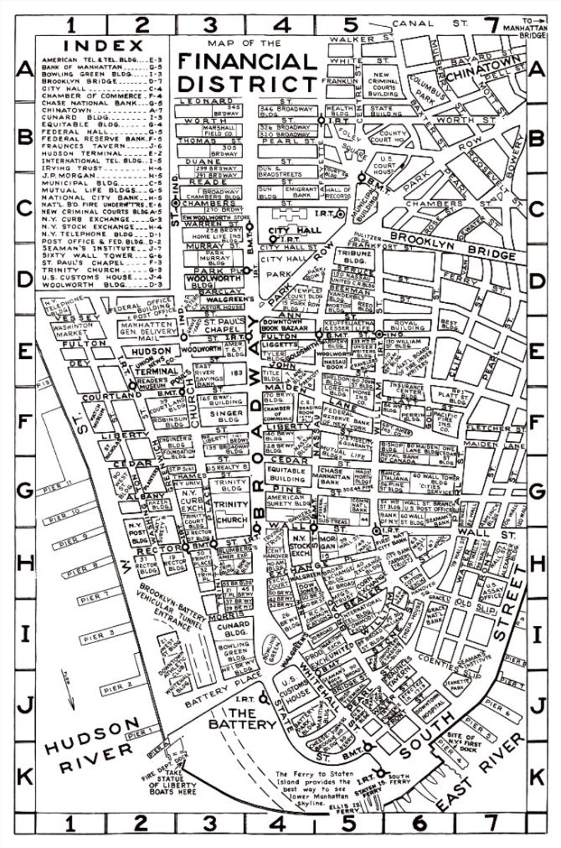 New York City Map : Financial District Map Archival New - Etsy