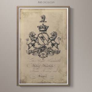 Coat of Arms Print #6 : Family Crest -  18th C. English Armorial Engravings print poster - Heraldy print