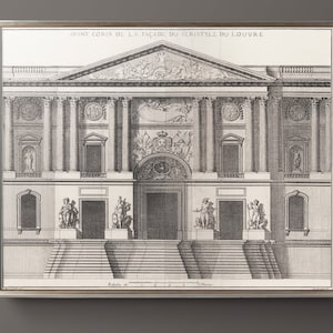 Louvre Art : 17th C. Façade Du Louvre - Vintage Louvre Art - Paris Art - Louvre Wall Art - Giclee Print