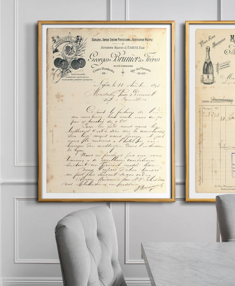Vintage Alcohol Art Poster - Vermouth Poster - Absinthe Poster - Cocktail Poster - Bar Art - Vintage French Alcohol Invoice offers Circa 1898