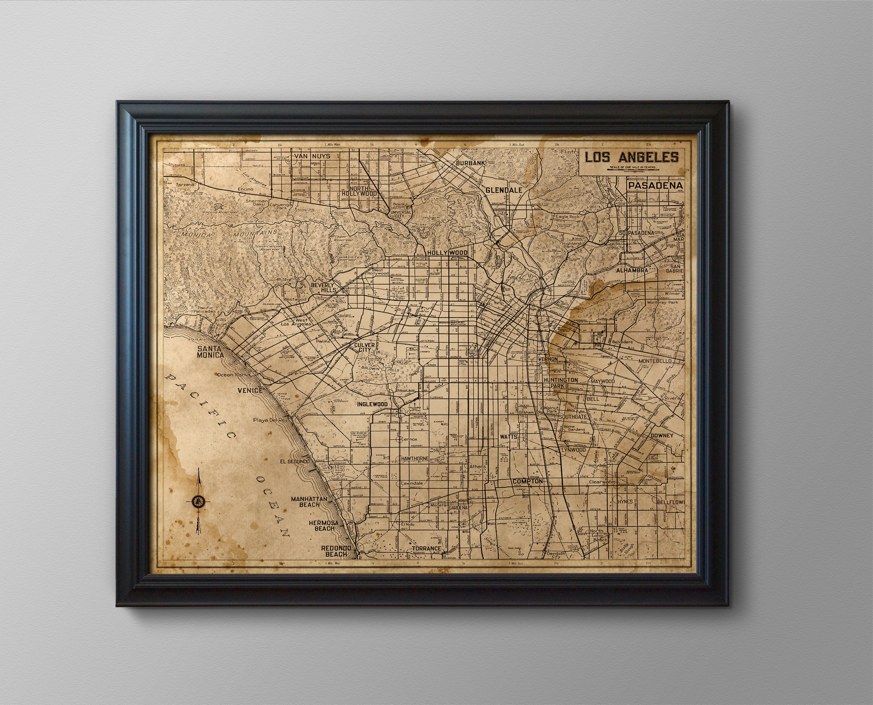 Vintage Los Angeles Map : Old Los Angeles Map Print Circa 1930 | Etsy
