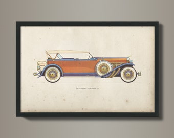 Nursery Car Art - Vintage Car Print - Nursery Decor -  Cars Art -  Vintage Dusenberg Print - Nursery Room Art Decor - Cars Print Circa 1929