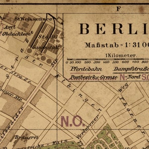 Berlin Map : Vintage Berlin map print Circa 1893 Berlin Germany Map Print Giclee Print image 5