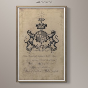 Coat of Arms Print #3 : Family Crest -  18th C. English Armorial Engravings print poster - Heraldy print