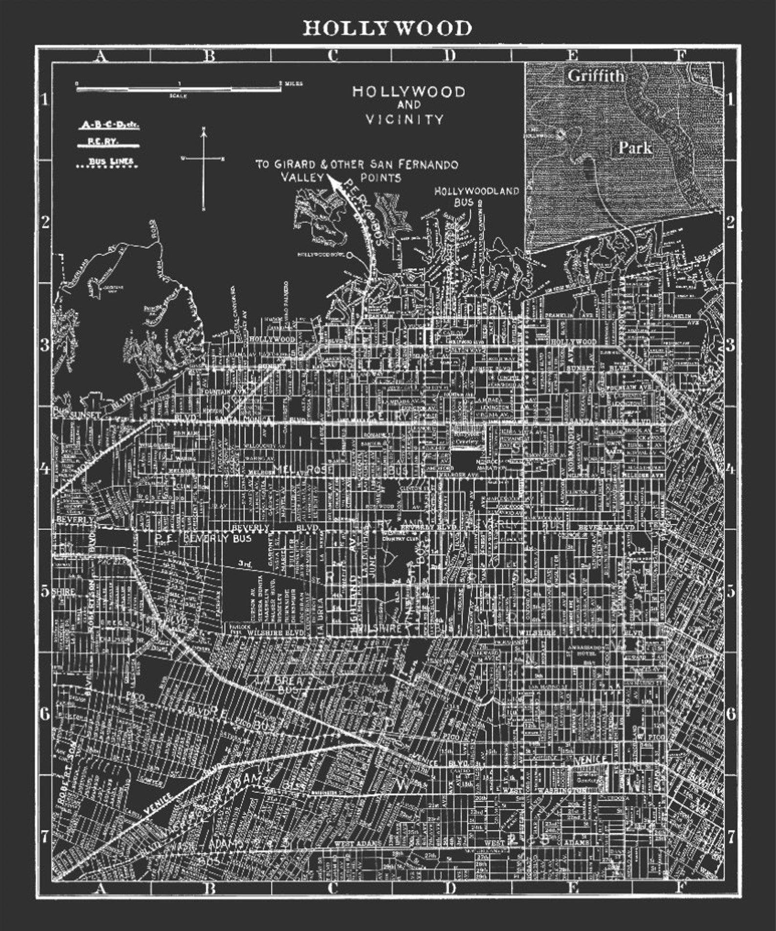 Hollywood Map : Vintage Hollywood Map Print Old Hollywood | Etsy