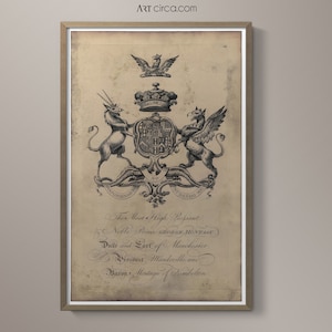 Coat of Arms Print #2 : Family Crest -  18th C. English Armorial Engravings print poster - Heraldy print