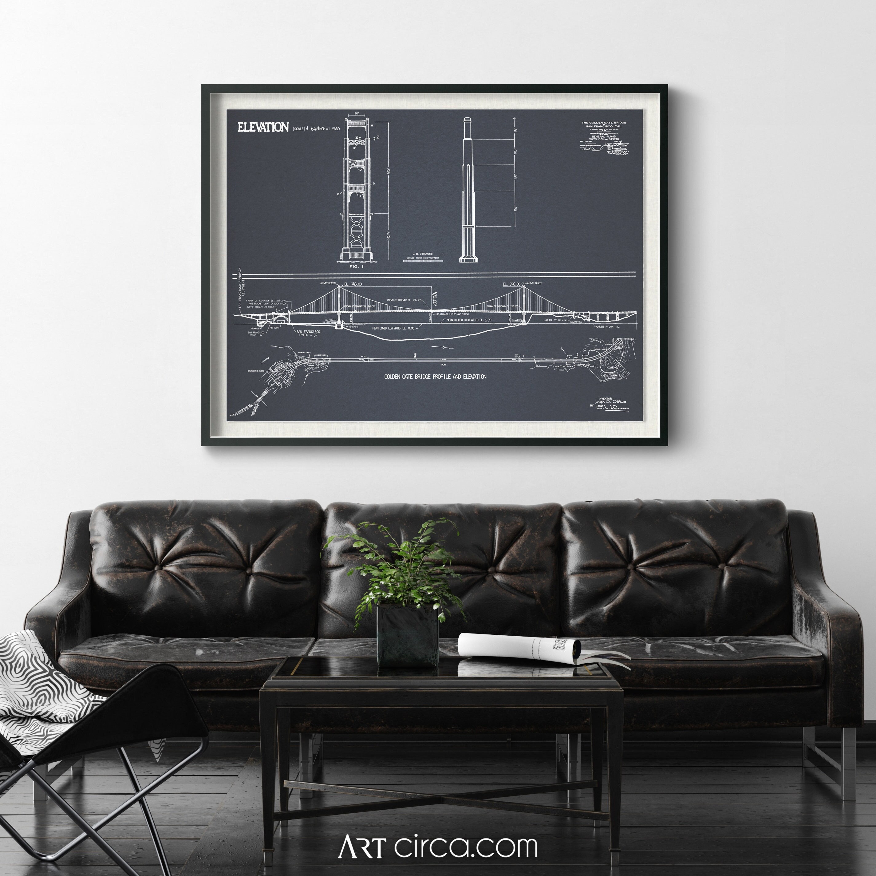 Golden Gate Bridge Blueprint : Vintage San Francisco Golden Gate Bridge  Blueprint Print Golden Gate Bridge Art - Etsy