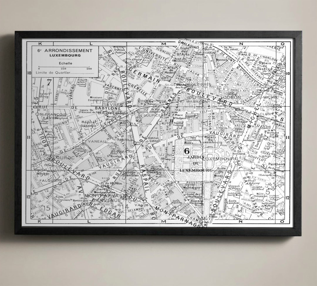 Paris Map 6th Arrondissement Map Luxembourg Map Print : - Etsy