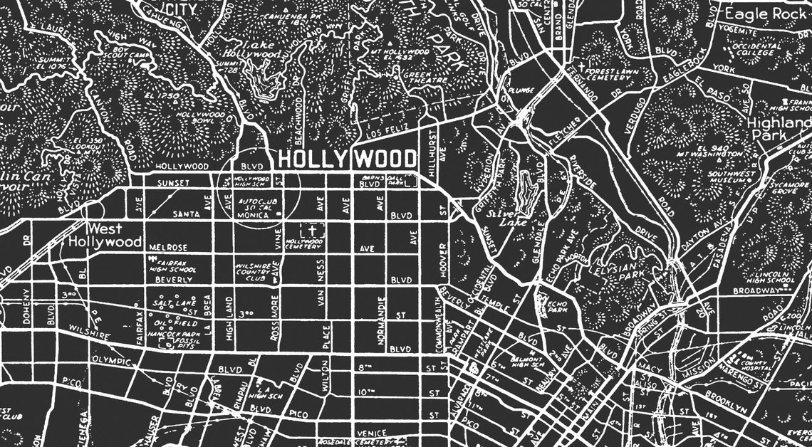 Los Angeles Map Print Version 2: Black and White Los Angeles | Etsy