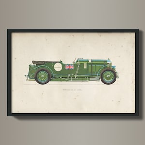 Vintage Car Art - Nursery Car Print -  Boys room Print - Car Drawing Print - Car Nursry Art - Bentley Car Art - Car Art Circa 1928