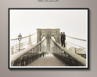 Arte del puente de Brooklyn: impresión fotográfica del puente de Brooklyn - Impresión del puente de Brooklyn - Impresión fotográfica de Nueva York - Fotografía rara del puente de Brooklyn alrededor de 1922
