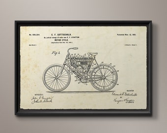 Motorrad Patent Druck: Gottschalk Schwarz - Motorrad Patent Dokumentendruck - Vintage Motorrad Kunst - Motorrad Patent Kunst - Circa 1919