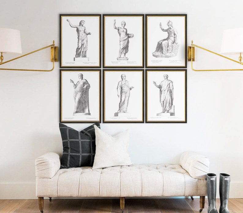 Female Statue Print Figure Art Black and White Art Parisian Art Gallery Wall Decor Classical Art Statue Engraving Art #2 : 17th C