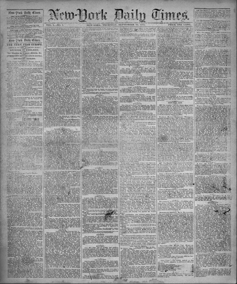 New York Times Print Vintage New York Times Newspaper From Etsy